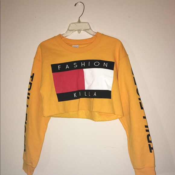 tommy hilfiger yellow crop top